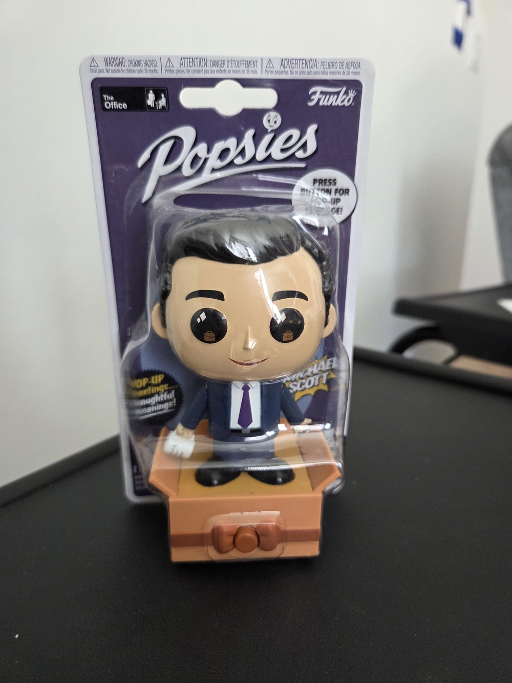 Funko Popsies Michael Scott Figure with Purple Backing and Orange Accent